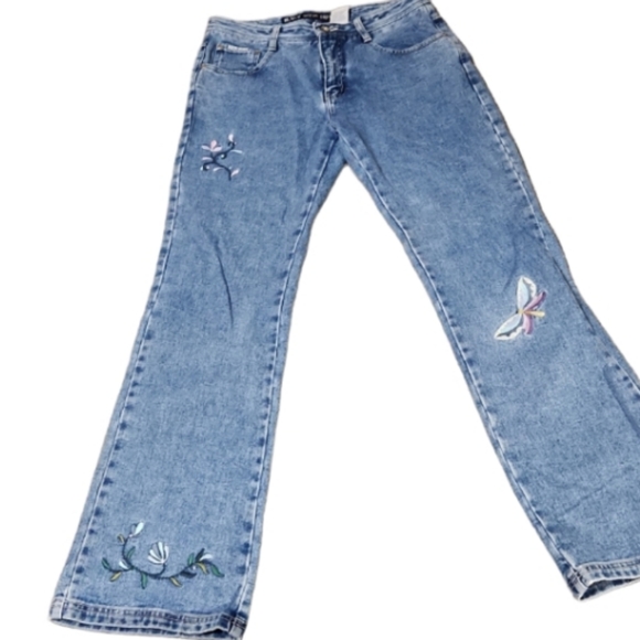Vintage Embroidered y2k butterfly jeans. Top listed seperately - Picture 1 of 10